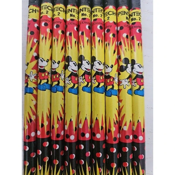 Lot Of 9 Vintage Disney Mickey Mouse & Minnie Electric Love Pencil Pentech No. 2 - Picture 3 of 6